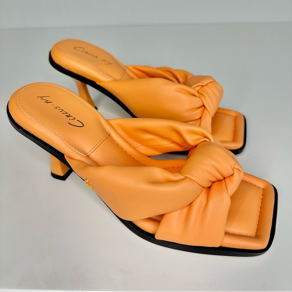 Circus Sam Edelman Sim Orange Square Toe Heel Sandal - Picture 2 of 13